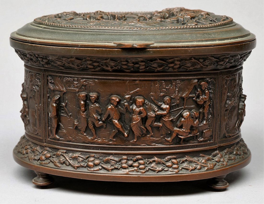 c1900 Jennings Brothers Bronze Casket Jewelry Box (1 of 6)