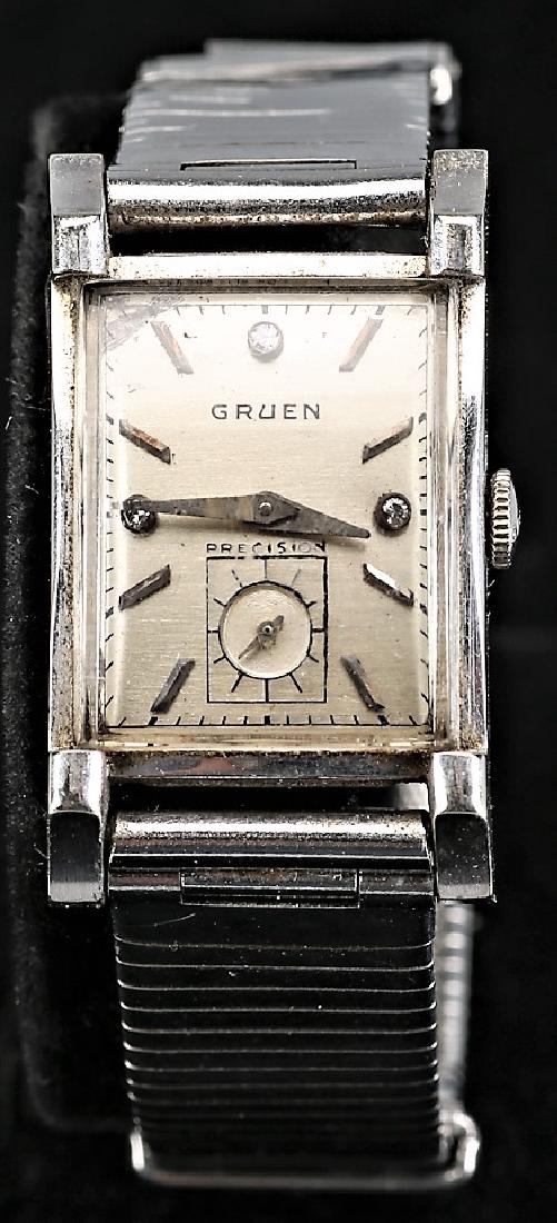 Mens Vintage Gruen Curvex 14k White Gold Watch (1 of 3)