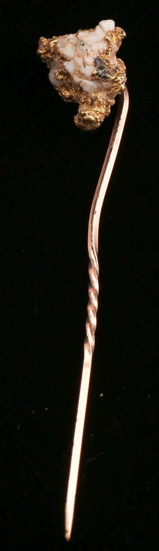 Antique Natural Gold Nugget in Quartz Stick Pin (1 of 2)