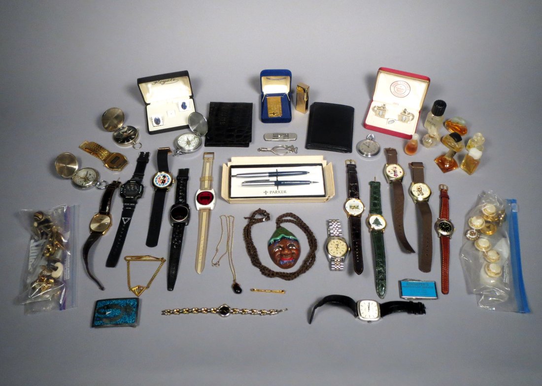 Box of Nixon Watches, perfume Parker Pen, Jewelry (1 of 10)