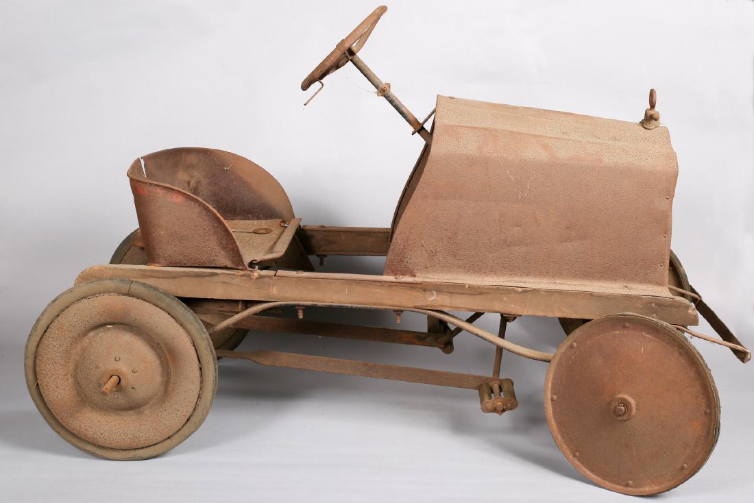1920's Pedal Car American National? Gendron?: ESTATE FIND! We can't call these barn finds in Orange County, California. We found this out in a shed in a property here in So Ca. Needs complete restoration, but still all OG. Appears to be an Americ