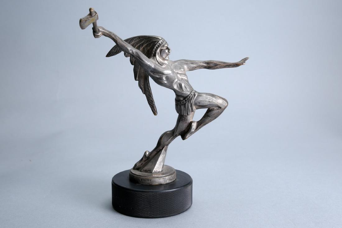 French signed, Tomahawk Native American Car Mascot, (1 of 2)