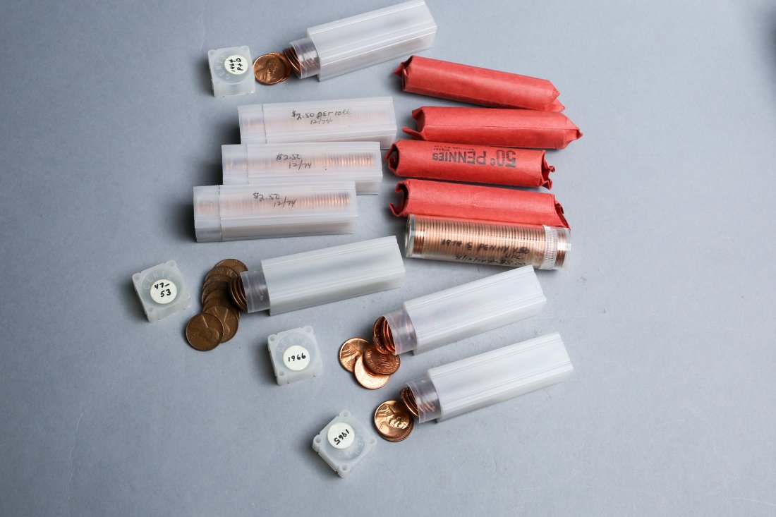 Rolled Copper Penny Lot 9 rolls PLUS (1 of 1)