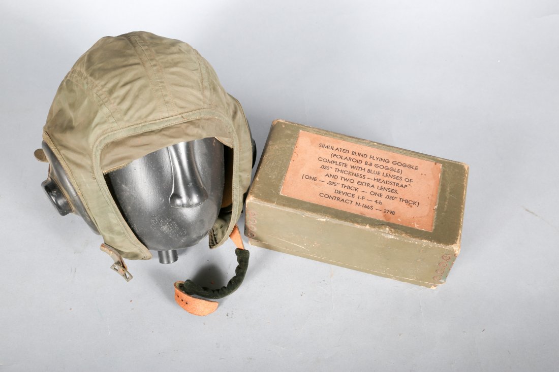 WWll Slote & Klein Cloth Flight Helmet & Blind Goggles (1 of 4)