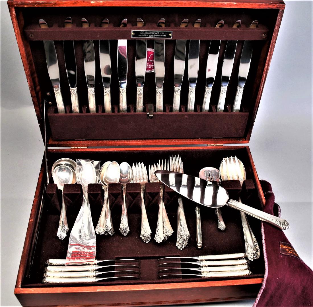 Oneida "Damask Rose" Sterling Silver Flatware 76pc (1 of 6)