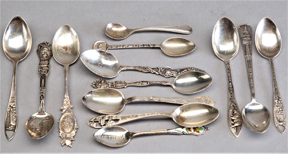 Lot of 13 Sterling Collector Spoons (1 of 2)
