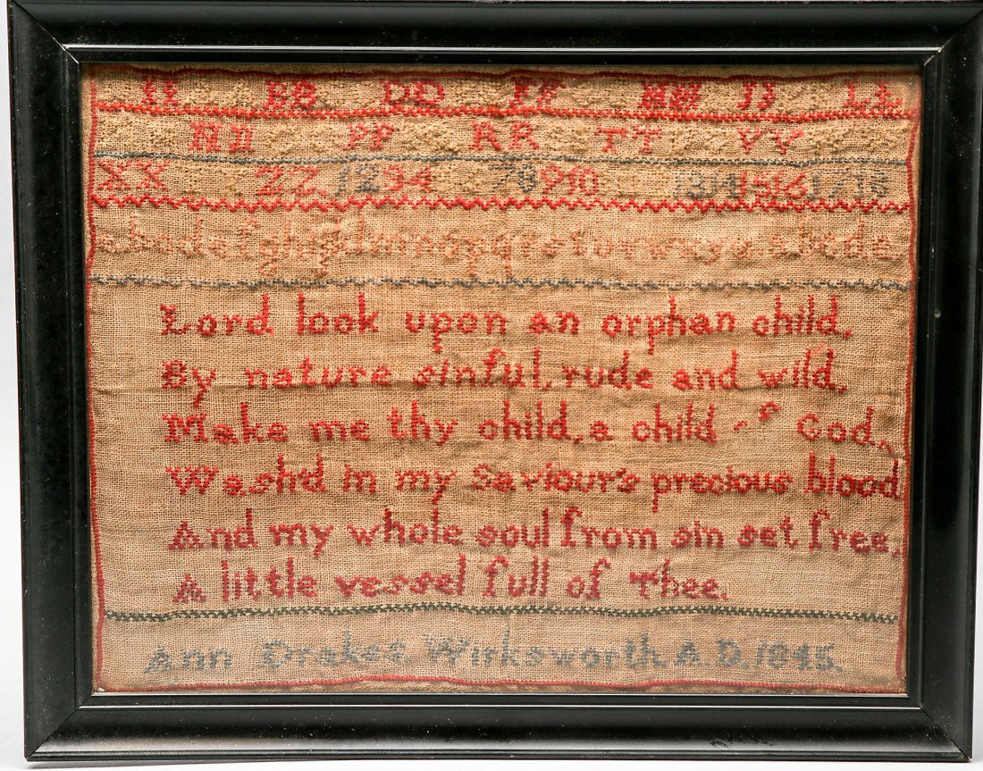 1845 Ann Drakes English Cross Stitch Sampler (1 of 2)
