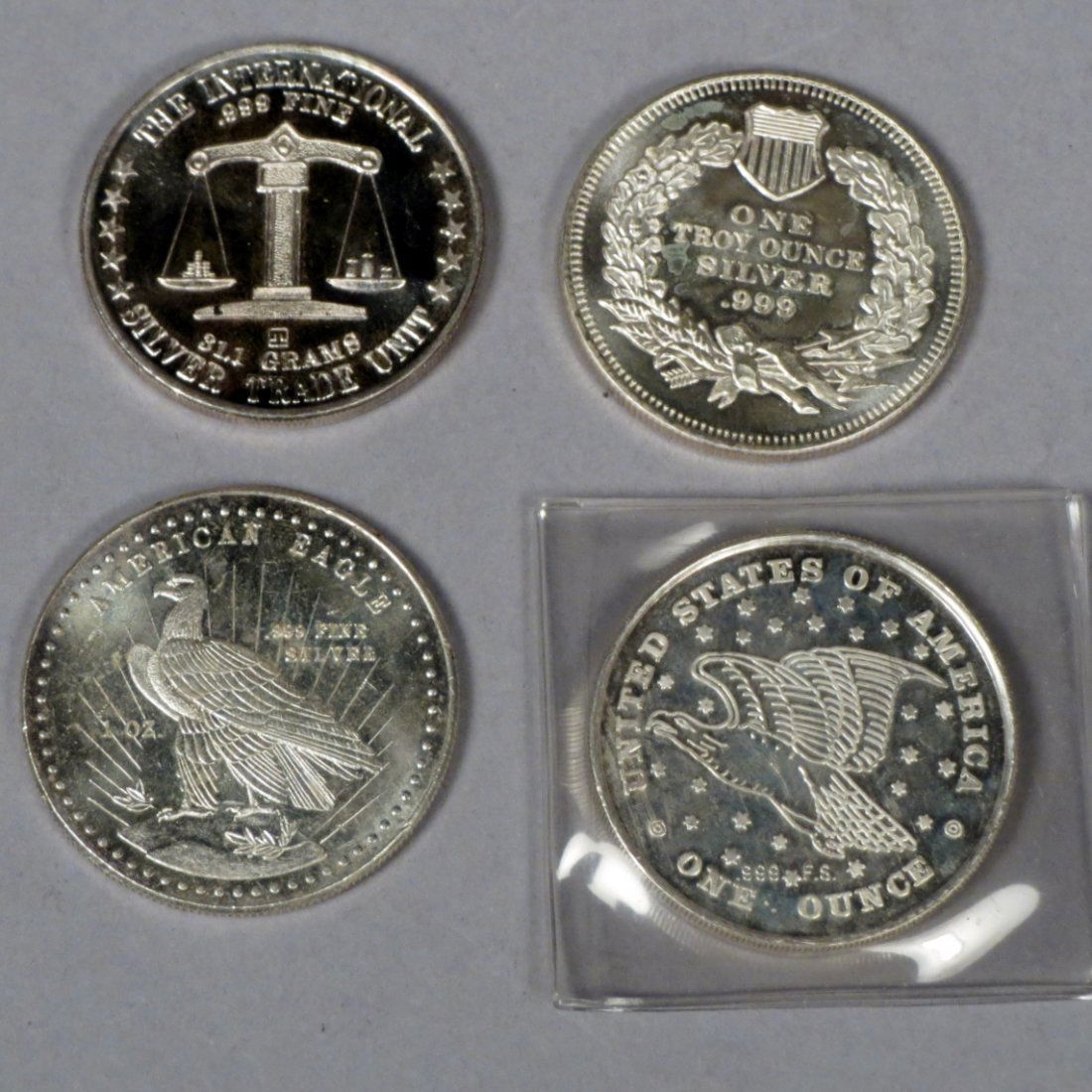 Lot of 4 .999 1 troy oz. Libery Silver Rounds (1 of 2)