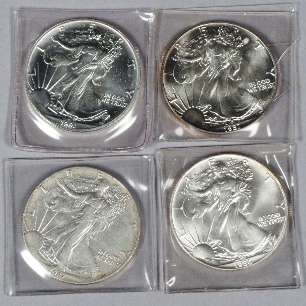 Lot of 4 .999 1 troy oz. Liberty Silver Rounds (1 of 2)