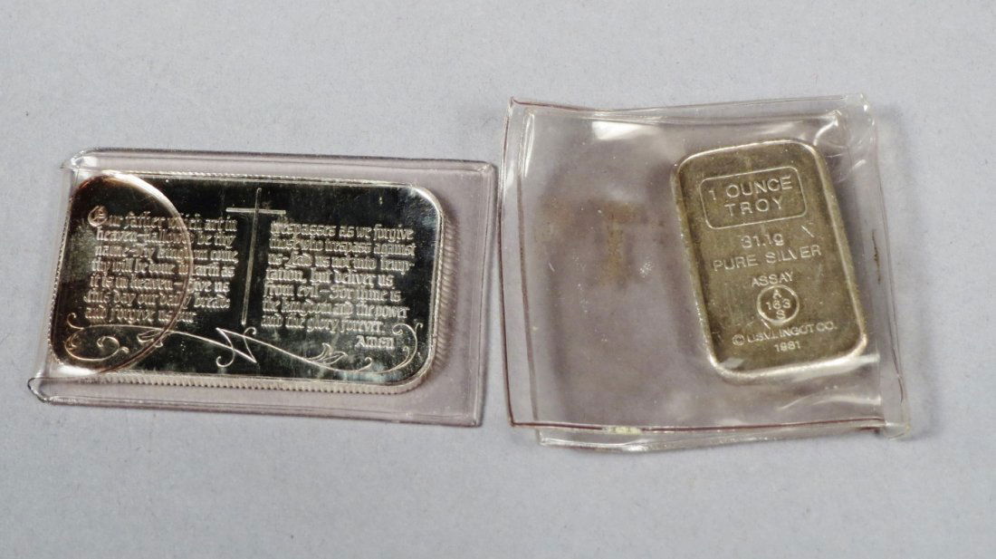 Lot of 2 .999 1 troy oz. Silver Bars. (1 of 5)