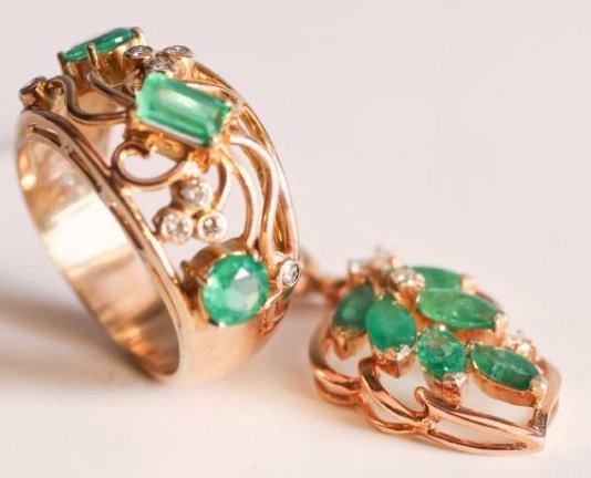 14K & 18K Yellow Gold Diamonds, Emerald Ring and (1 of 5)