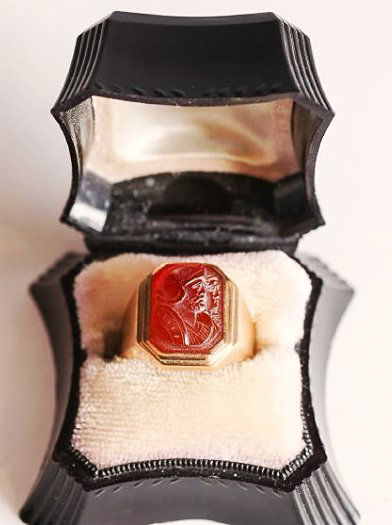 c1930 Baskin Bros 10K Gold Intaglio Men's Ring (1 of 3)
