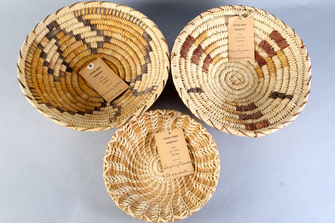 3 Papago Indian Hand Crafted Baskets, TAGS ARTIST (1 of 2)