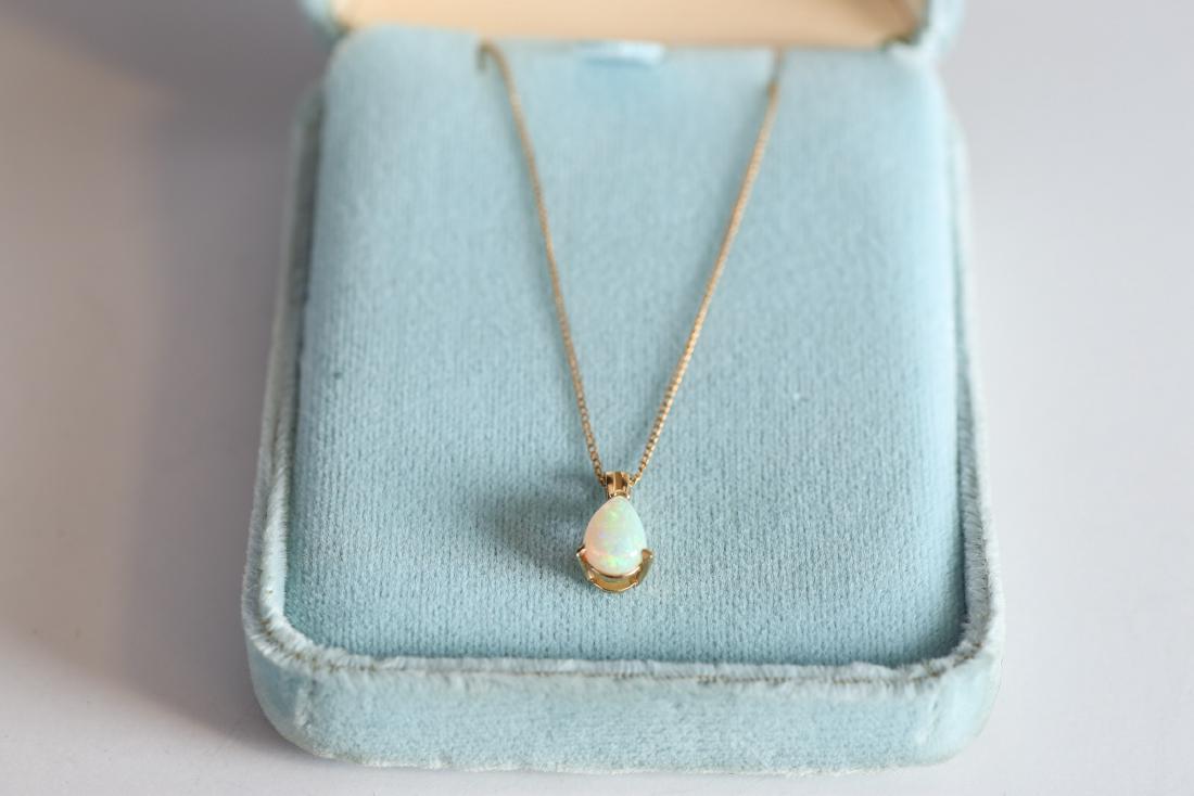 14K Plumb Gold Chain, Opal Pendant (1 of 4)