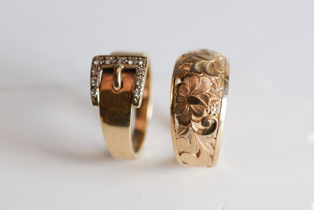 2 14K Gold Rings, Diamond Buckle (1 of 10)