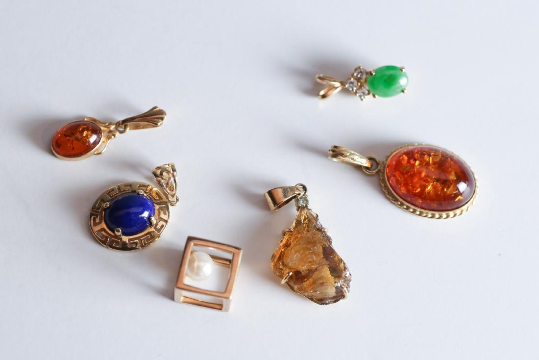Lot 14K Gold, Semi Precious Stone Pendants/Charms (1 of 3)