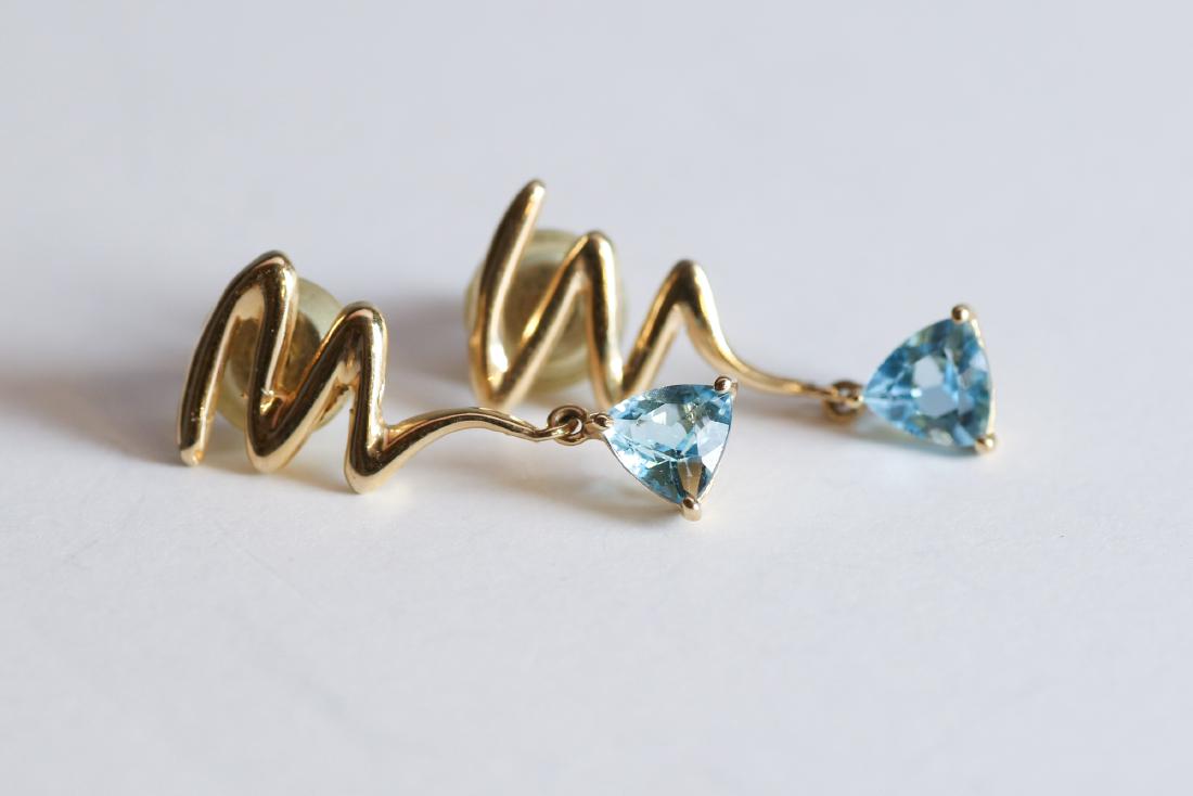 14K Yellow Gold & Blue Topaz Earrings (1 of 4)