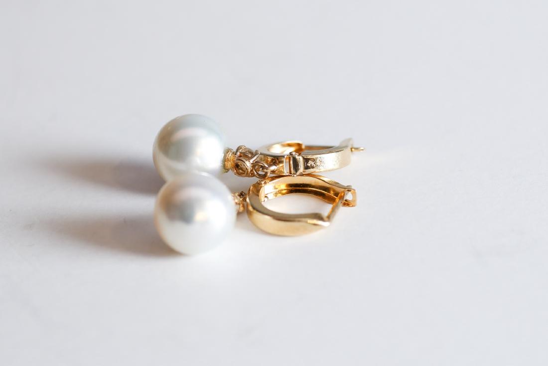 14K Yellow Gold Pearl & Diamond Earrings (1 of 3)