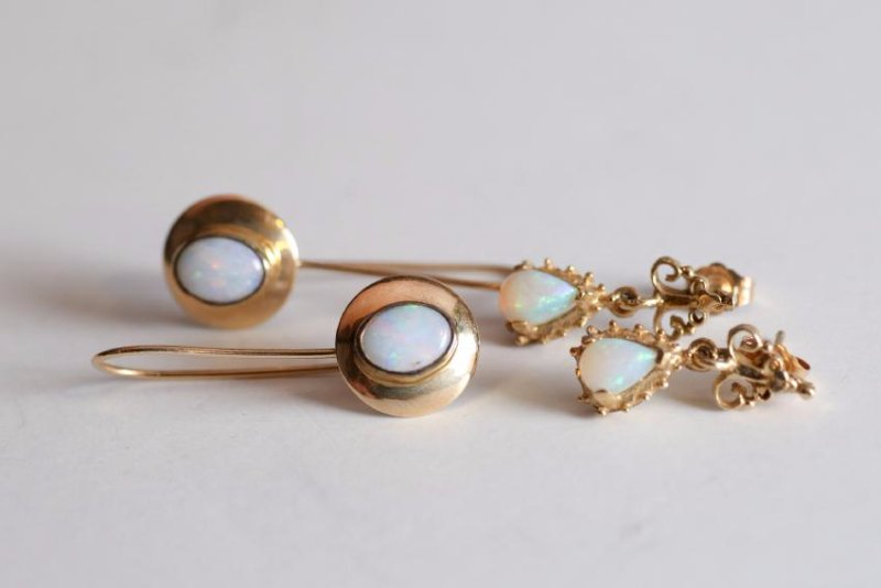 2 Pair 14K Yellow Gold and Opal Earrings (1 of 2)