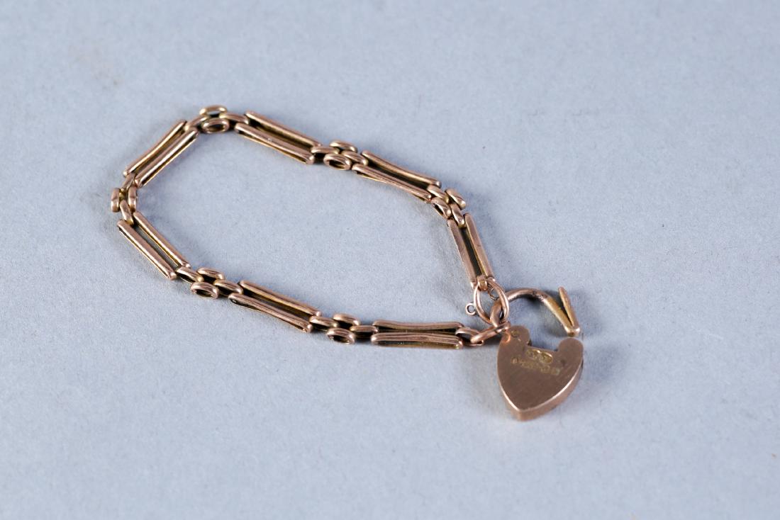 Antique English 1907 Birmingham Padlock & Chain, 9K (1 of 3)