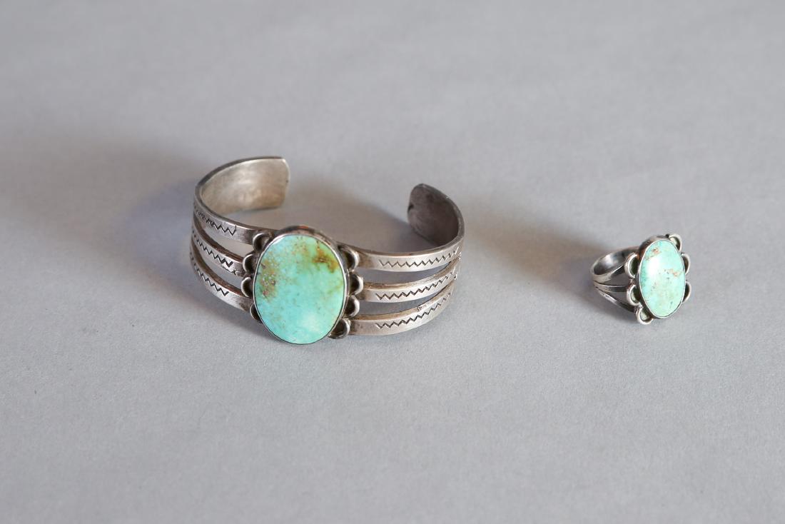 Vintage Native American Turquoise Cuff & Ring Set (1 of 5)