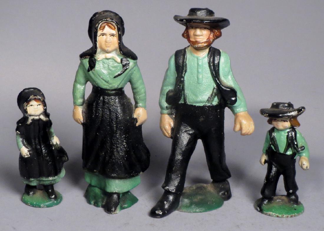 Vintage Cast Iron Amish Family Figurines