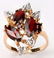 Very Nice 14k Gold, Diamond & Garnet Ring