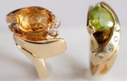 Lot, 14K Gold Diamond/Citrine, Diamond/Peridot (1 of 10)