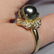 Beautiful 14k Gold South Seas Black Pearl/Diamonds Set - 8
