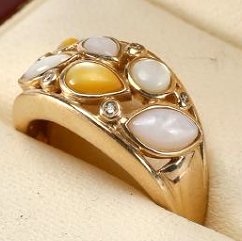 10K Yellow Gold, Mother of Pearl, Diamond Ring (1 of 5)