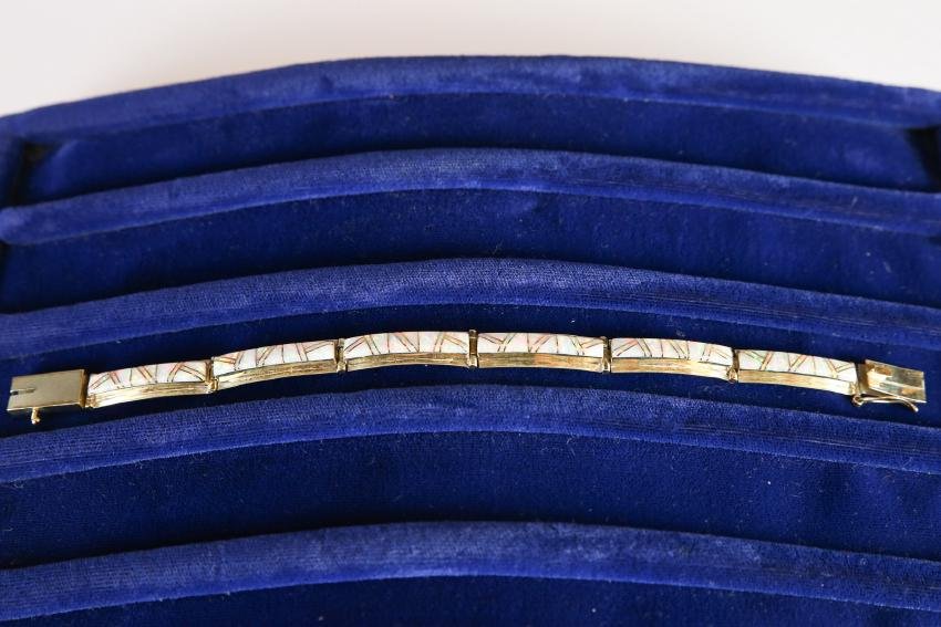 14K Yellow Gold, Opal Inlay Bracelet (1 of 5)