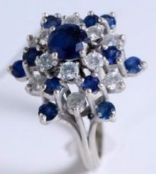 Ladies 18K White Gold & Sapphire & Dia. Cocktail Ring (1 of 5)