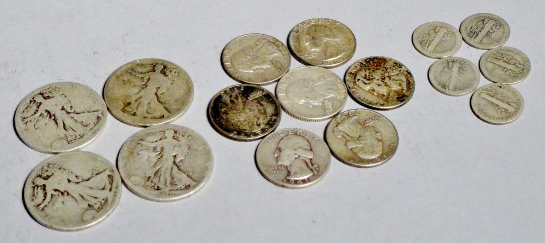 Lot Of  16 Silver American Coins, Plus. Half Dollar, (1 of 5)