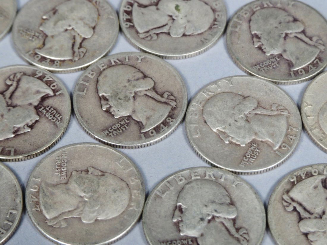 Lot of 50 Washington Silver Quarters (1 of 2)