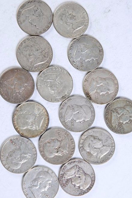 Lot Of 15 Franklin Half Dollar (1 of 2)