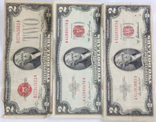 2 dollar Bill lot 1928 D, 1953 Red Seal (1 of 2)