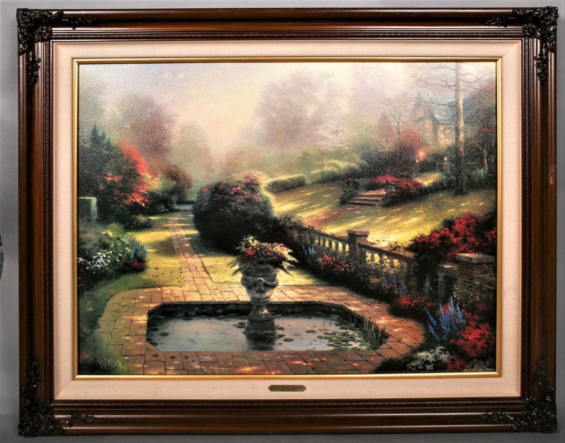 Thomas Kinkade Garden's Beyond Autumn's Gate with COA: framed: 33 height x 41.5 width, unframed: 25.5 height x 34 width