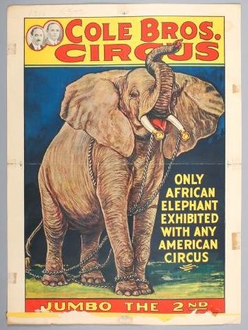 Cole Brothers Circus Poster w/ Jumbo (1 of 1)