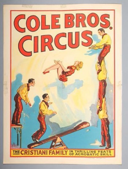 Vintage Cole Brothers Circus Poster - Cristiani Family (1 of 1)