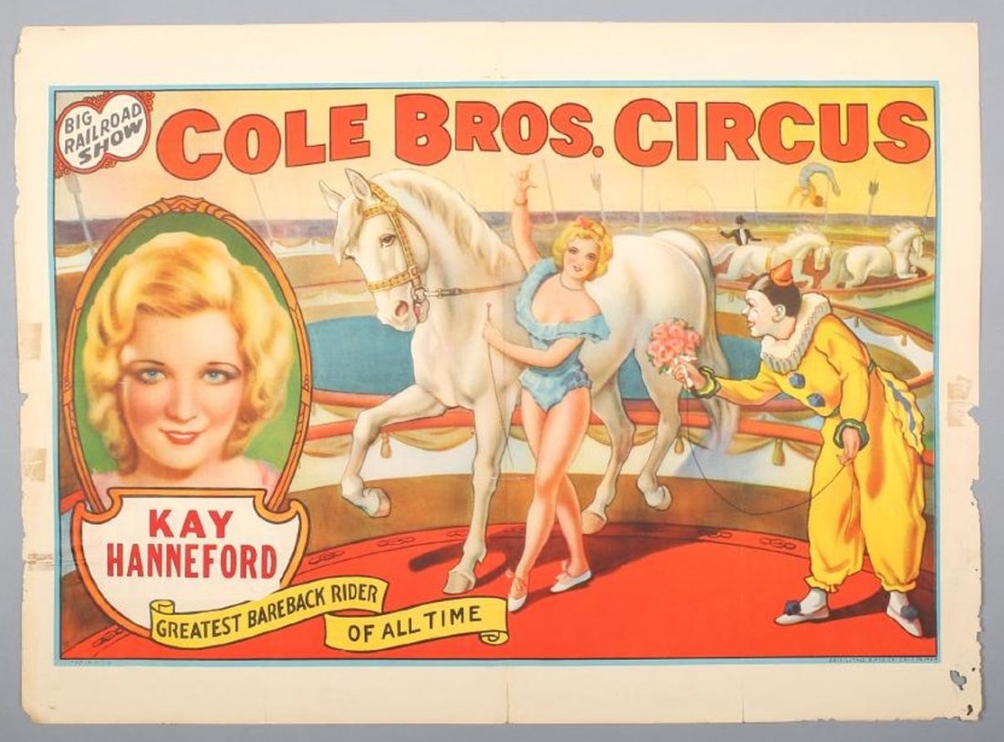 Vintage Cole Brothers Circus Poster with Kay Hanneford (1 of 1)