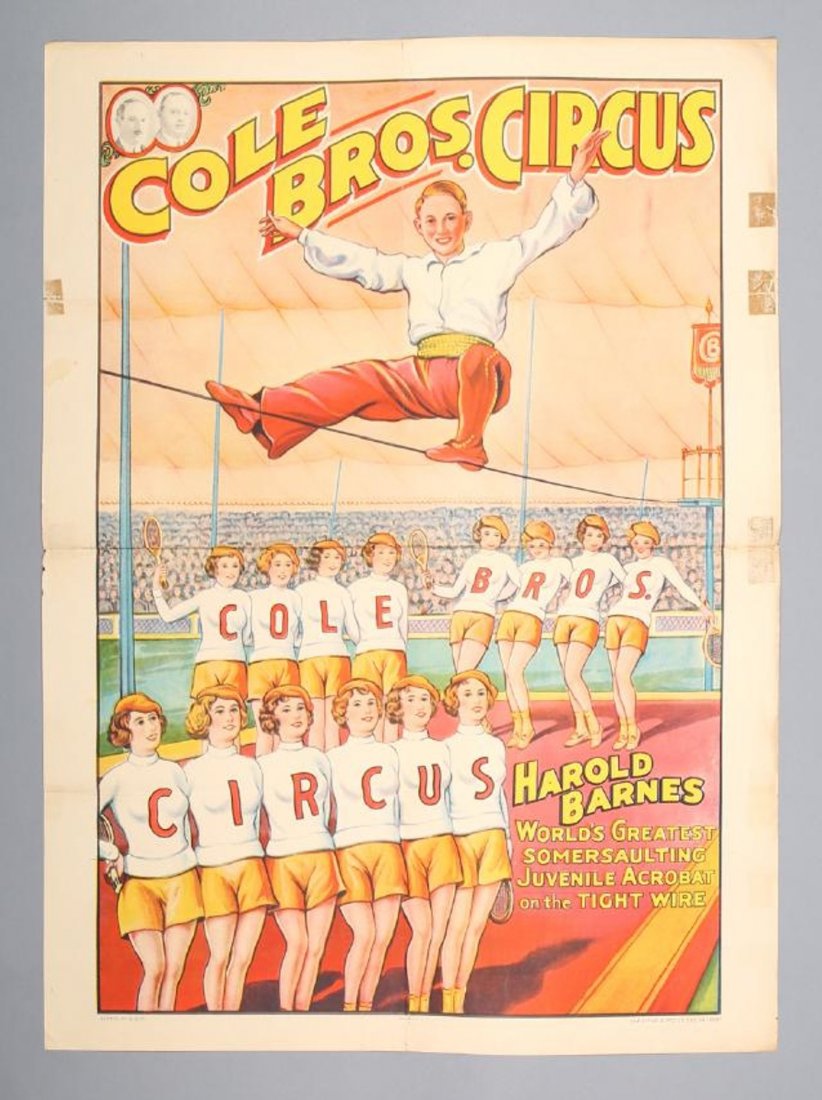 Vintage Cole Bros w/ Harold Barnes Poster (1 of 1)