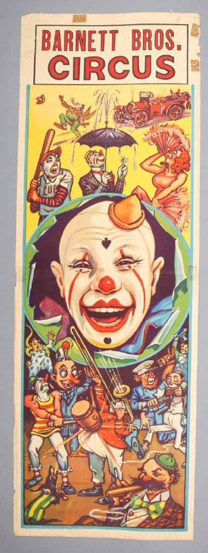 Vintage 1938 Barnett Bros Circus Clown Poster (1 of 1)