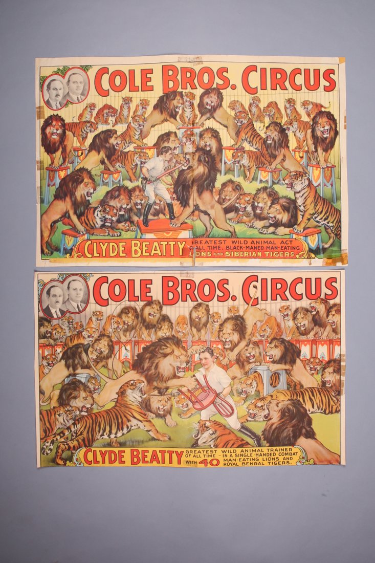 2 Vintage Cole Bros & Clyde Beatty Circus Posters (1 of 2)