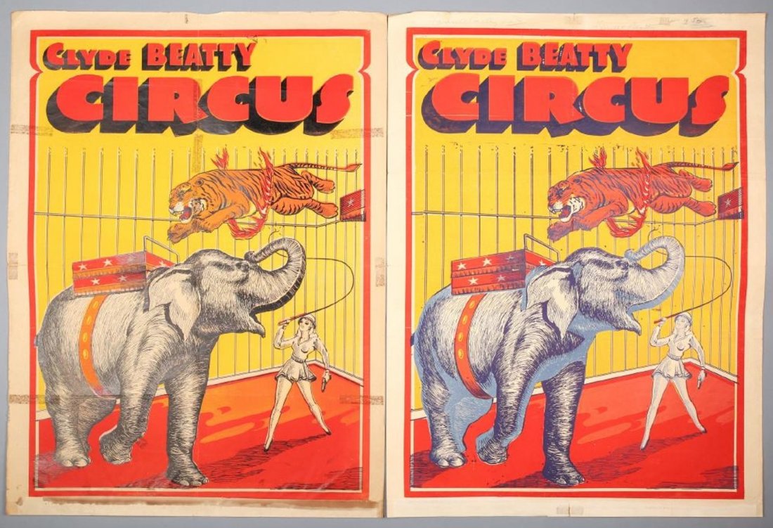 Vintage Clyde Beatty Circus Lot of 2 Posters (1 of 2)