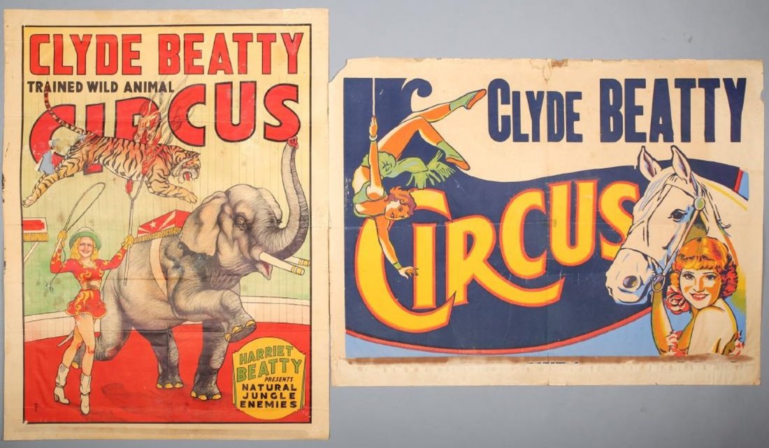 Vintage Clyde Beatty Circus Lot of 2 Posters (1 of 1)