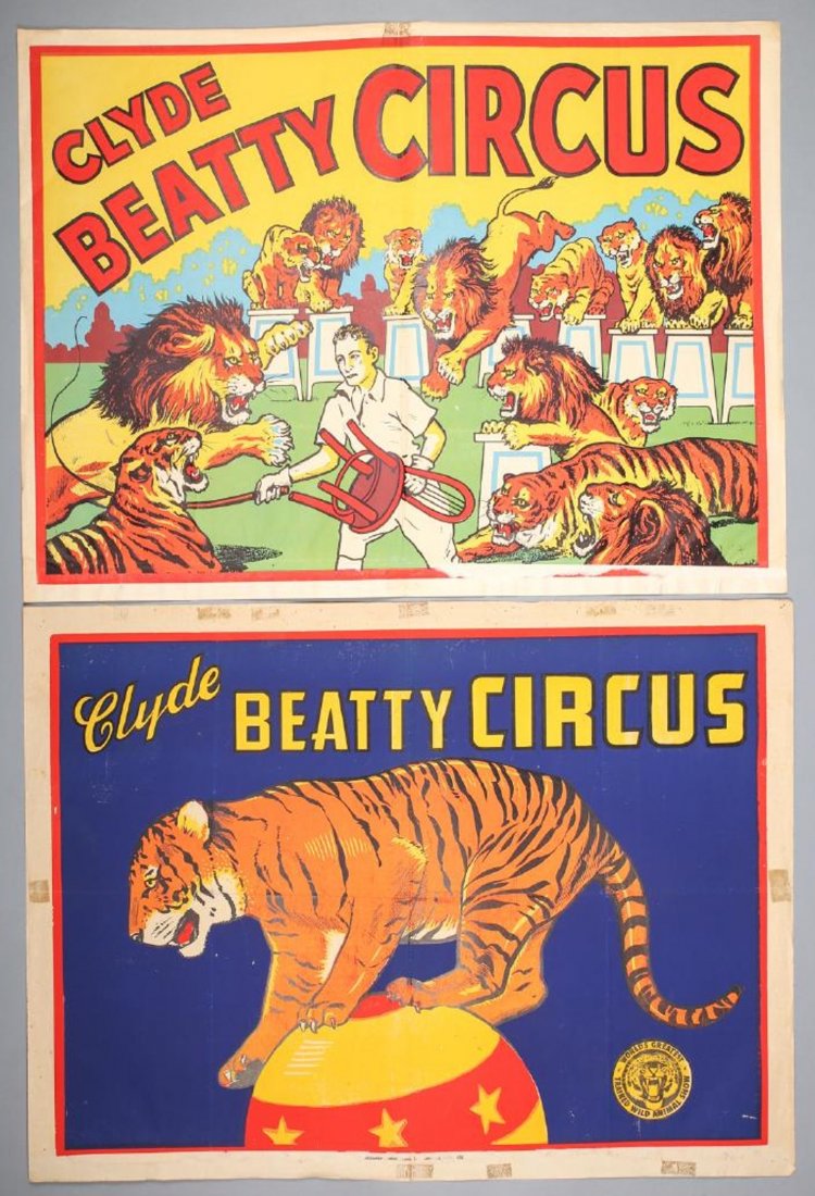 Vintage Clyde Beatty Circus Lot of 2 Posters (1 of 1)