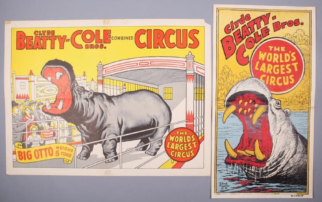 Vintage Clyde Beatty-Cole Bros Circus Lot of 2 Posters (1 of 1)