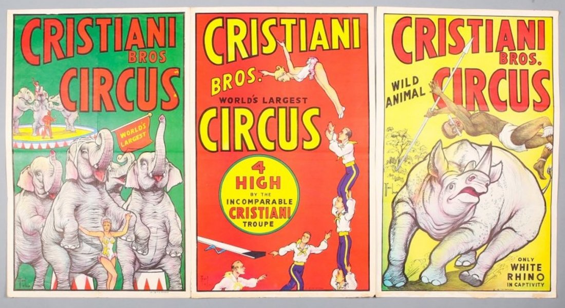 3 Christiani Bros. Vintage Circus Posters (1 of 2)