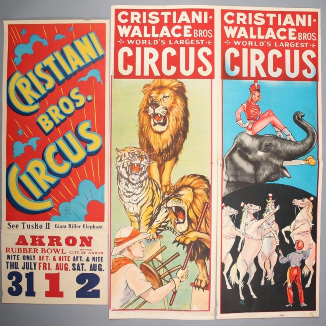 3 Christiani Wallace Vintage Circus Banners (1 of 1)
