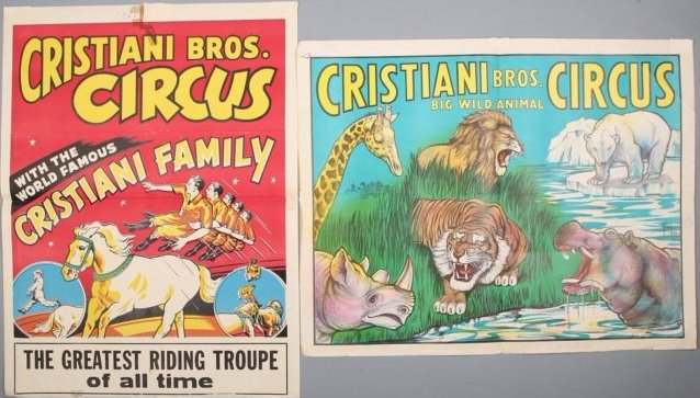 2 Christiani Bros. Circus Posters Union Stamp (1 of 1)